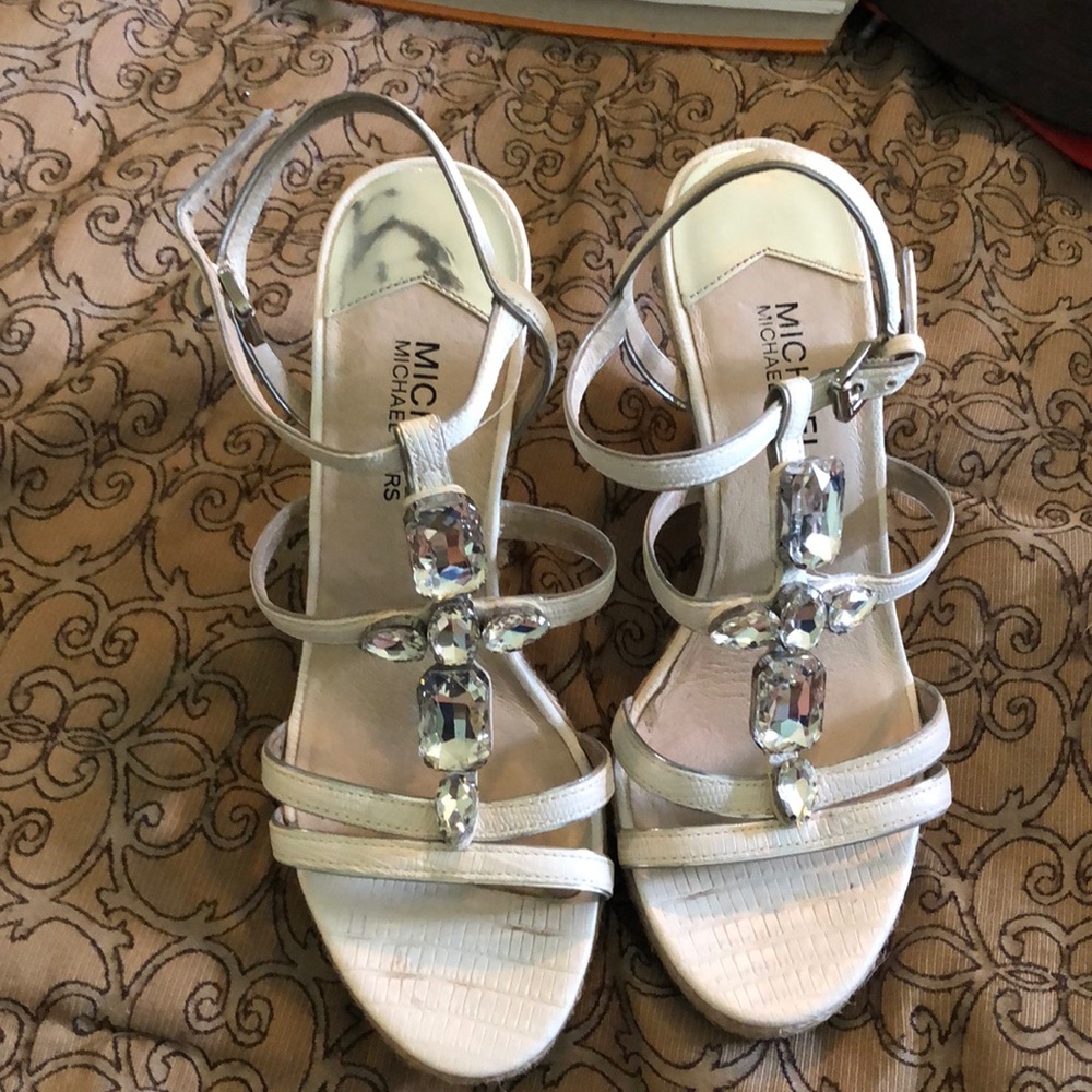 Michael Kors white wedges